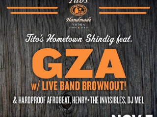 flyer for Tito's Hometown Shindig featuring GZA