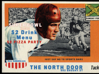 poster for North Door Say no to sports bars Super Bowl watch party