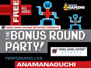 flyer for the Bonus Round Party with Anamanaguchi
