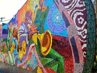 "Rhapsody" mosaic mural by John Yancey on East 11th