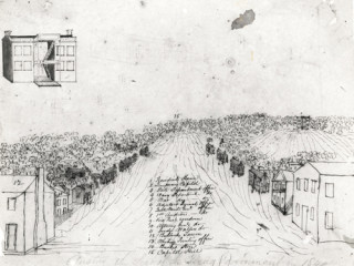 1840 Sketch of Austin by Edward Hall - Austin History Center - Austin 175: From Cabins to Skyscrapers - December 2014
