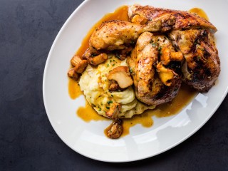 Alice Blue roast chicken chantrelles