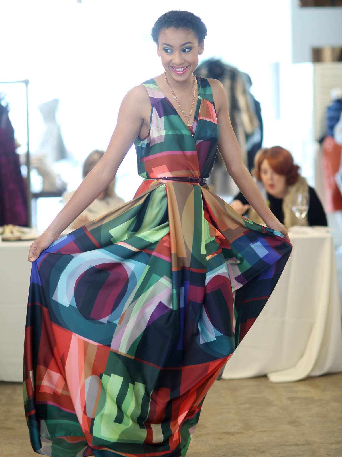 Miles David Michelle gown with Love print