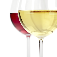 Glass of white and red wine