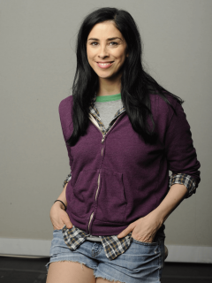 comedian Sarah Silverman standing