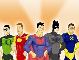 drawings of superheroes for Austin Symphony concert of superhero music