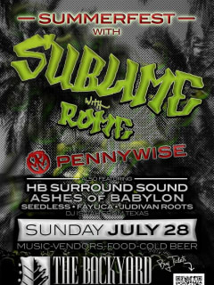 Summerfest 2013 at the Backyard poster with Sublime