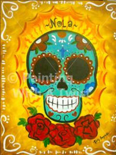 Painting with a Twist Dia de Los Muertos Skull