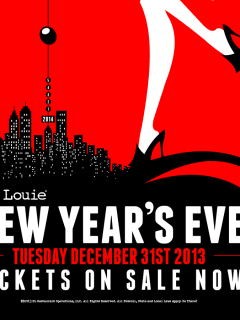 flyer for Bar Louie's NYE Bash for New Year's Eve
