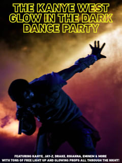 poster for the Kanye West Glow in the Dark Party by the Action Pack