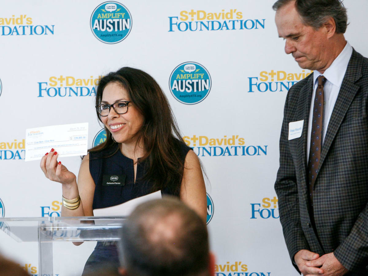 Celeste Flores, I Live Here I Give Here and Peter Pinoffs, Board Chair St. David’s Foundation
