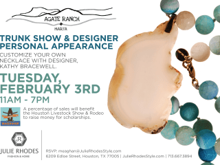 Designer appearance and trunk show: Kathy Bracewell of Agate Ranch + Marfa