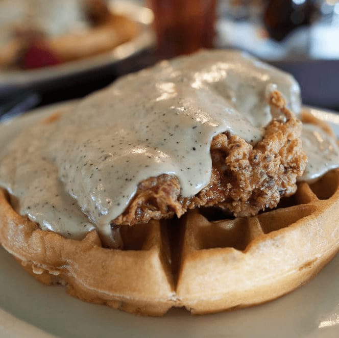 Chicken and waffles at Jonathon's Oak Cliff restaurant