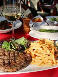 Houston, Toulouse Cafe & Bar, April 2016, New York Strip with Pomme Frites and Béarnaise