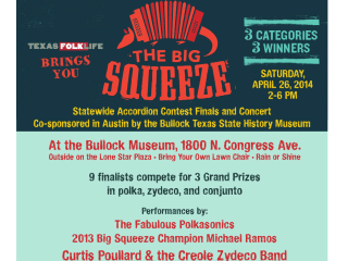 poster for Texas Folklife Big Squeeze 2014 contest