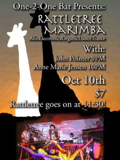 Rattletree Marimba at one 2 one bar flyer