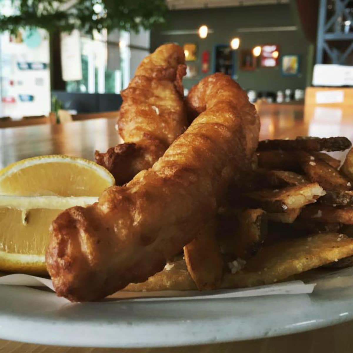 Black Star Co-op brewery pub Austin restaurant fish and chips plate 2015