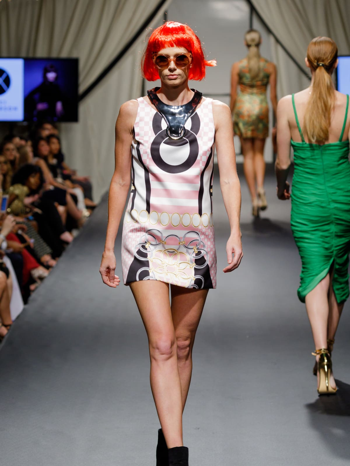 A look from Staci Henderson's closet and red wig at Fashion X Houston