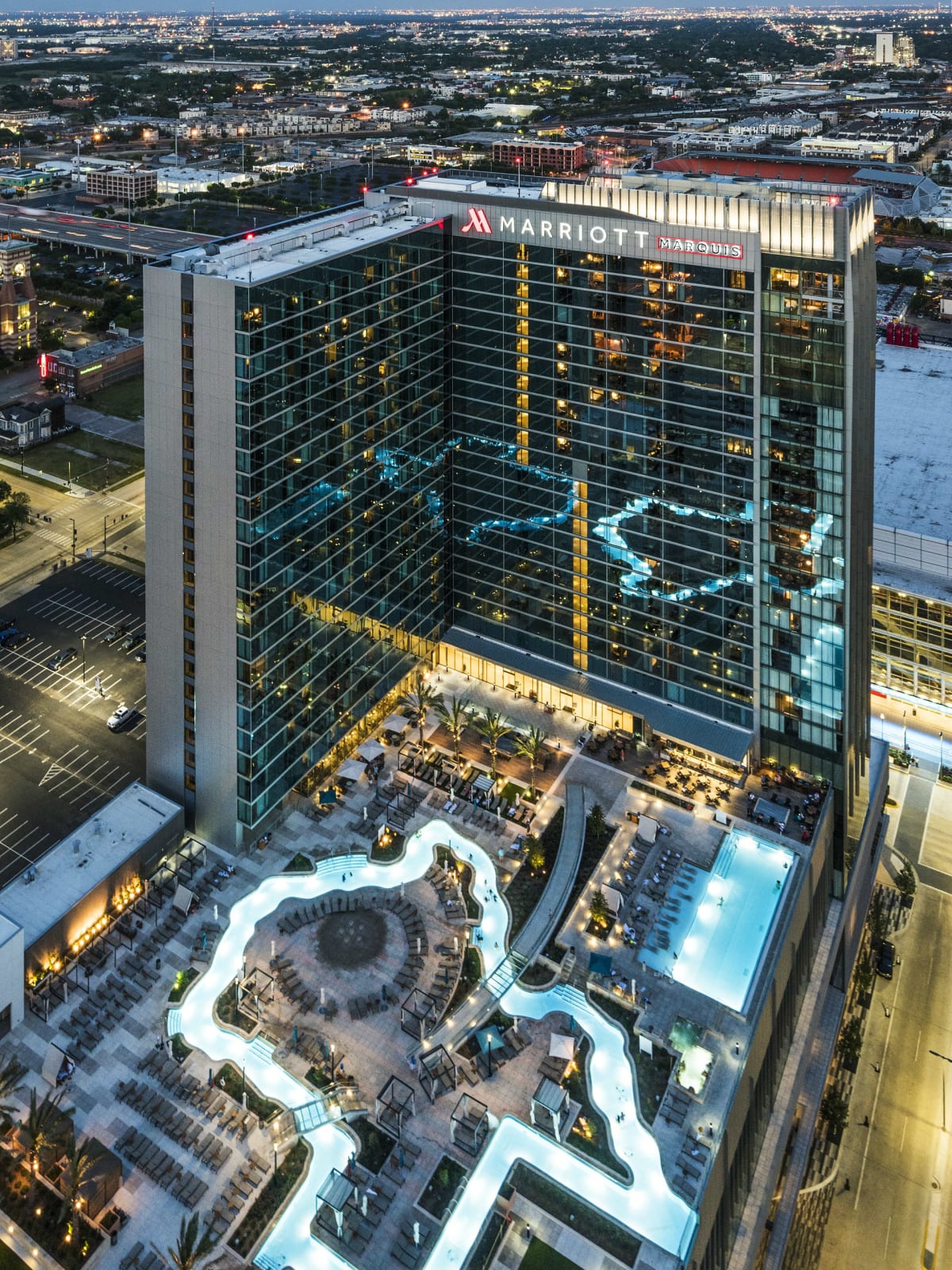 Houston hotel pools Marriot Marquis Lazy River