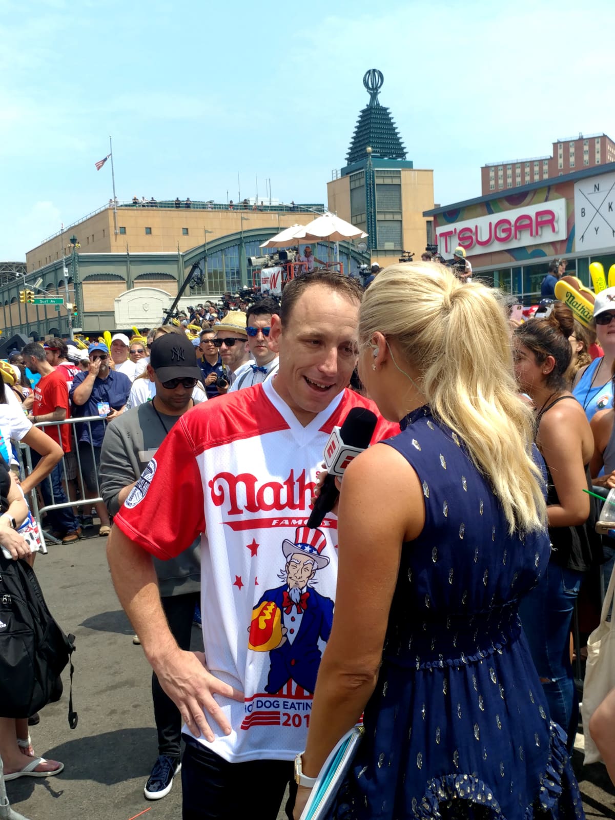 Joey Chestnut 2018 hot dog eating contest interviewed