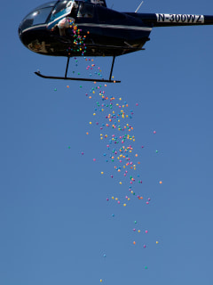 Easter egg drop in Fifth Ward at Lyons Avenue Renaissance Festival March 2015 Helicopter Egg Delievery