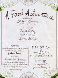 Flyer promotes Farmhouse Delivery's Food Adventure table dinner