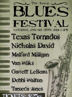 poster and lineup for the 2014 Luckenbach Blues Festival