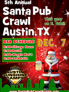 flyer for 2013 Santa Pub Crawl on Sixth Street