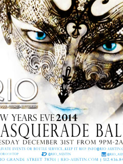 poster for New Year's Eve Masquerade ball at RIO Rooftop