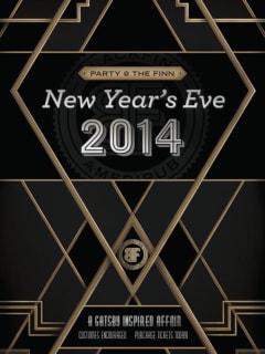 flyer for Blackfinn's New Year's Eve Party with Great Gatsby theme