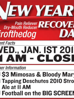 flyer for Flying Saucer Beerknurd New Year's Day Recovery Brunch