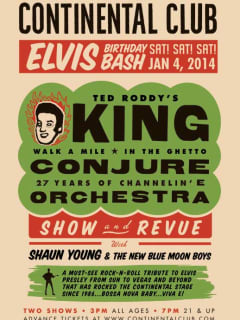 flyer for 27th annual Tribute to the King at the Continental Club