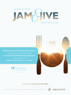 flyer for Travaasa Austin Jam & Jive weekend dinner and brunch
