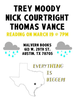 poster for Everything is bigger book reading at Malvern