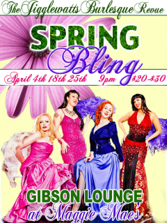 poster for Jigglewatts Burlesque Revue spring fling show