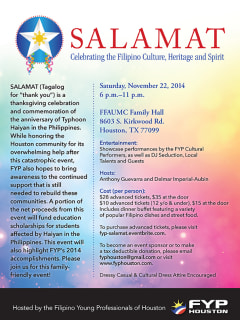Filipino Young Professionals of Houston hosts "Salamat"