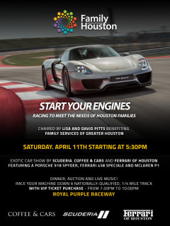"Start Your Engines: Racing to Meet the Needs of Houston Families" benefiting Family Services of Greater Houston