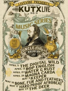 KUTX Live Free Music Series at Uncle Billy's_poster CROPPED_spring 2015