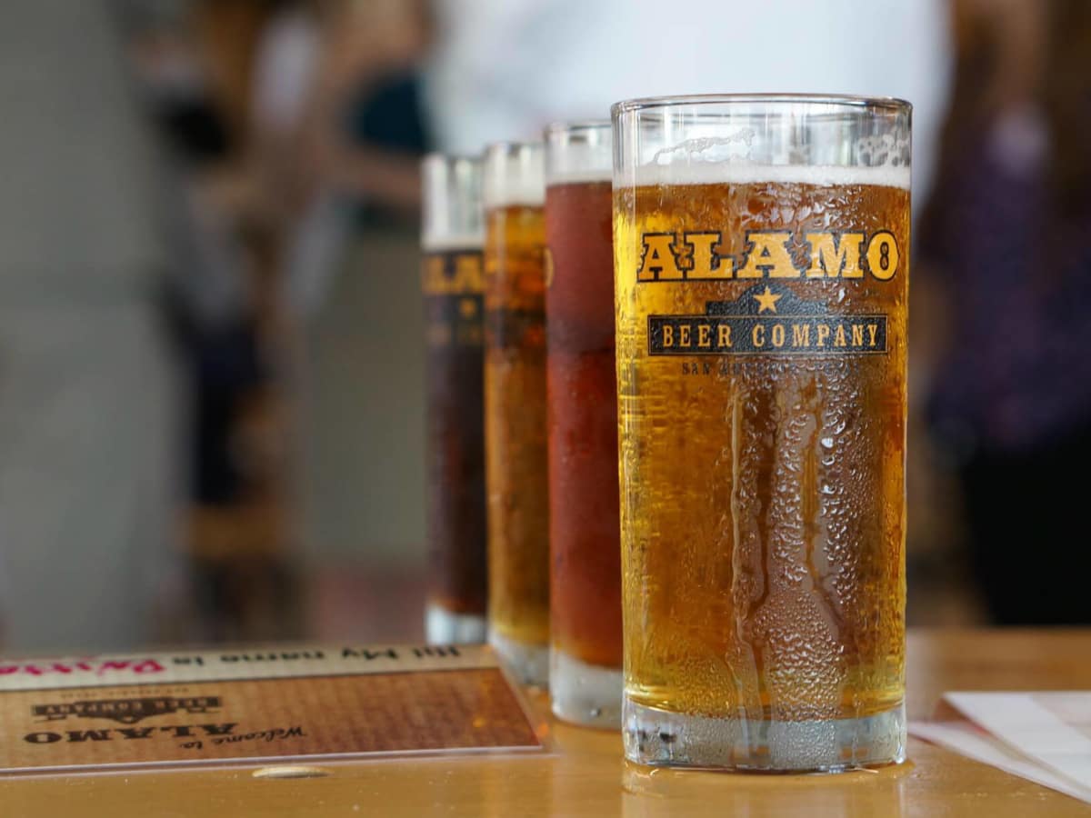 Alamo Beer Company glass logo San Antonio brewery