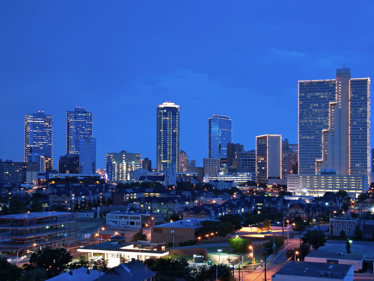 Fort Worth downtown skyline at night