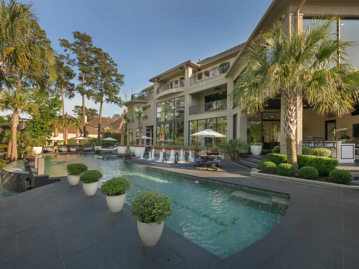 Woodlands three-story closet 47 Grand Circle exterior pool