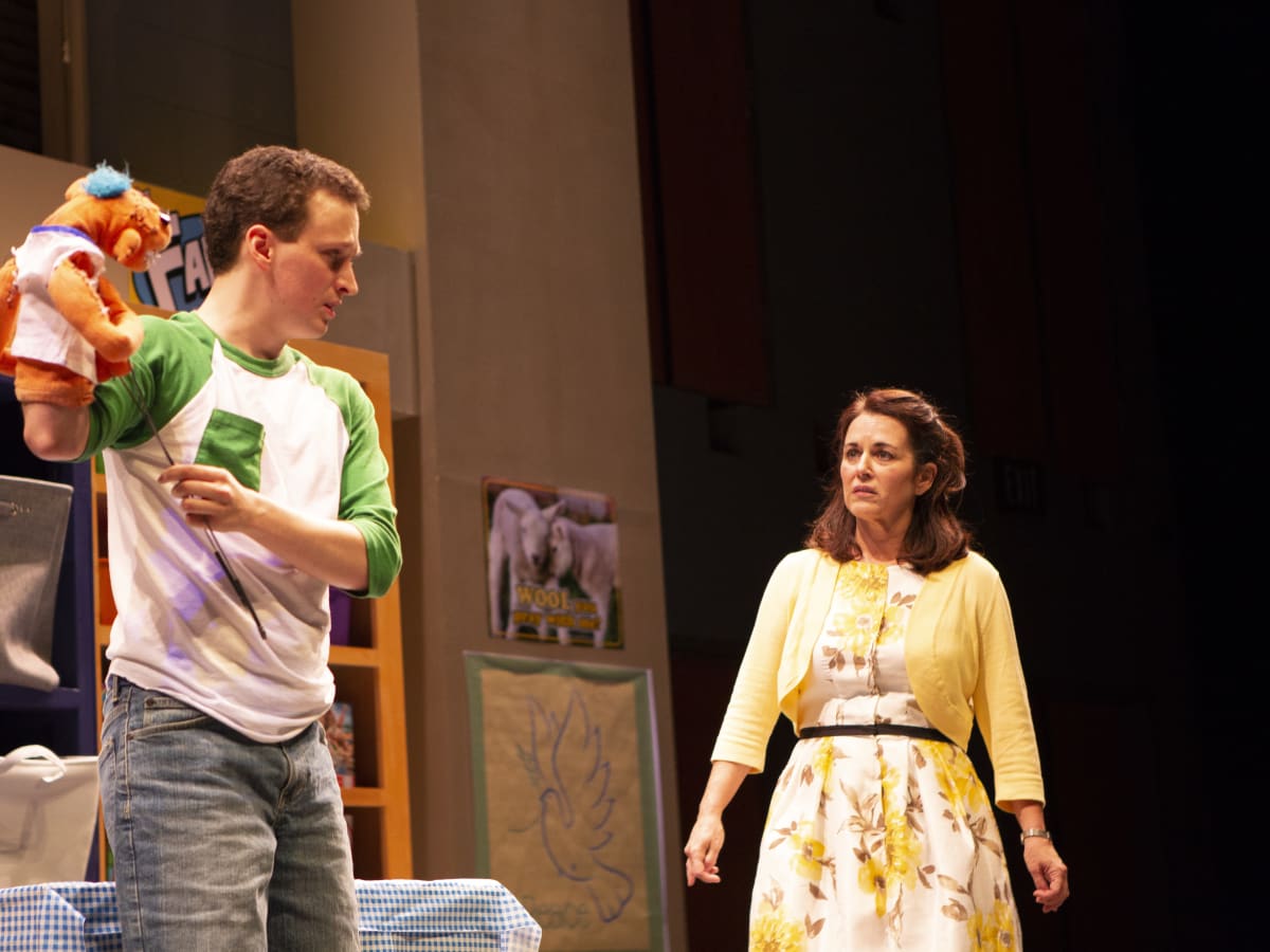 Parker Gray & Shannon McGrann in Hand To God at WaterTower Theatre