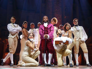 Chris De'Sean Lee and cast of Hamilton, Chicago company
