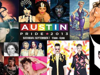 Austin Pride Festival banner with lineup LGBT