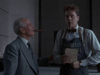Paul Newman and Tim Robbins in Coen Brothers' The Hudsucker Proxy
