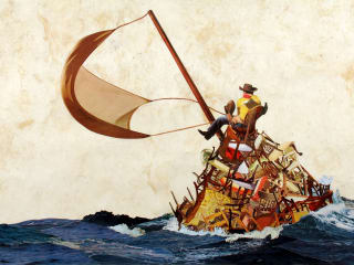 poster of cowboy on raft for Buddy Wakefield poetry slam