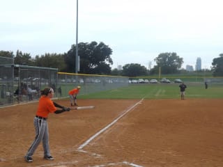 softball player at the ATX Sports and Adventures softball tournament