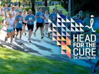 runners and logo for the Head for the Cure 5K