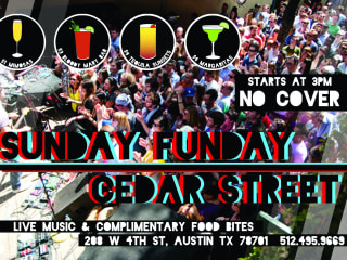 poster for Sunday Funday at Cedar Street Courtyard