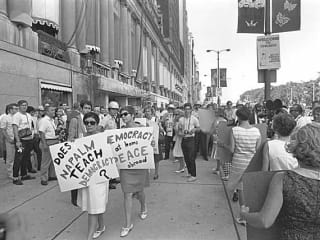photo of protestors from 1968 exhibit at Bullock museum
